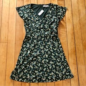 NWT LOFT Green Floral Faux Wrap Dress
